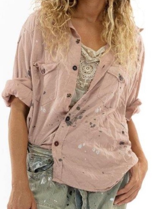 Magnolia Pearl Tops - Magnolia Pearl Kelly Western Pink Rainbow Embroidered Shirt in Bisou - OS